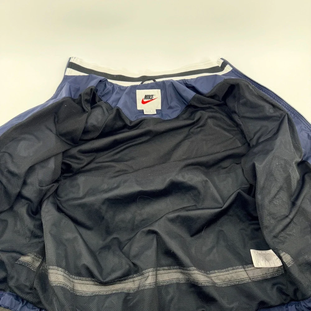 Nike Vintage 90s Windbreaker Full Zip Jacket Mesh Lined Navy Blue Size M Mens